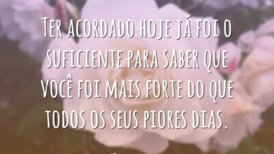 Ter acordado hoje já foi o suficiente para saber que você foi mais forte do que todos os seus piores dias.
