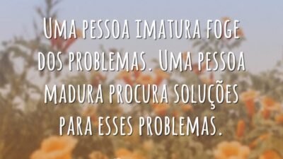 Uma pessoa imatura foge dos problemas. Uma pessoa madura procura soluções para esses problemas.