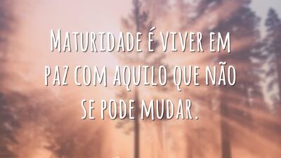 Maturidade é viver em paz com aquilo que não se pode mudar.