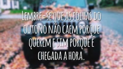 Lembre-se que as folhas do outono não caem porque querem e sim porque é chegada a hora.