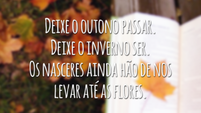 Deixe o outono passar. Deixe o inverno ser. Os nasceres ainda hão de nos levar até as flores.