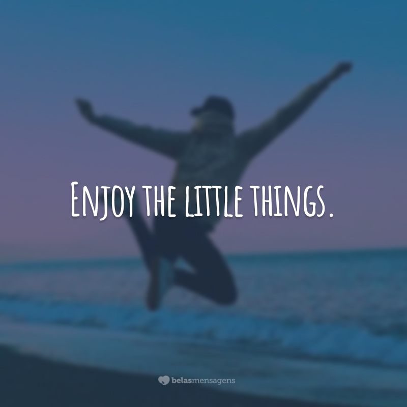 Enjoy the little things. (Aproveite as pequenas coisas.)