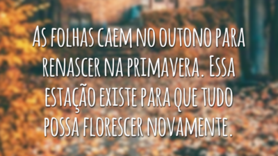 As folhas caem no outono para renascer na primavera. Essa estação existe para que tudo possa florescer novamente.