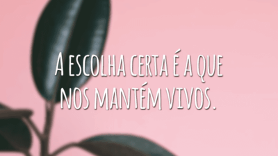 A escolha certa é a que nos mantém vivos.