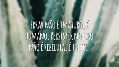 Errar não é imaturo, é humano. Persistir no erro não é rebeldia, é tolice.