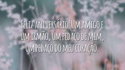 Feliz aniversário! Um amigo e um irmão, um pedaço de mim, um pedaço do meu coração.