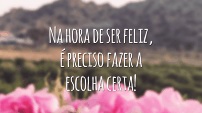 Na hora de ser feliz, é preciso fazer a escolha certa!