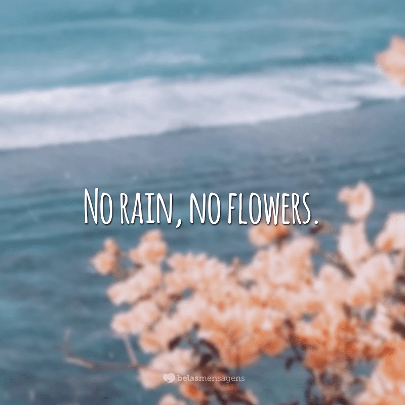 No rain, no flowers. (Sem chuva, sem flores.)