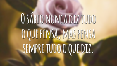 O sábio nunca diz tudo o que pensa, mas pensa sempre tudo o que diz.