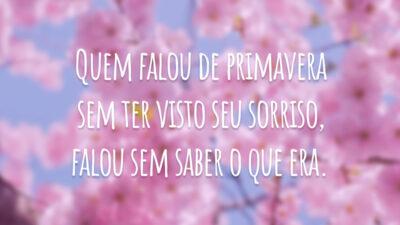 Quem falou de primavera sem ter visto seu sorriso, falou sem saber o que era.