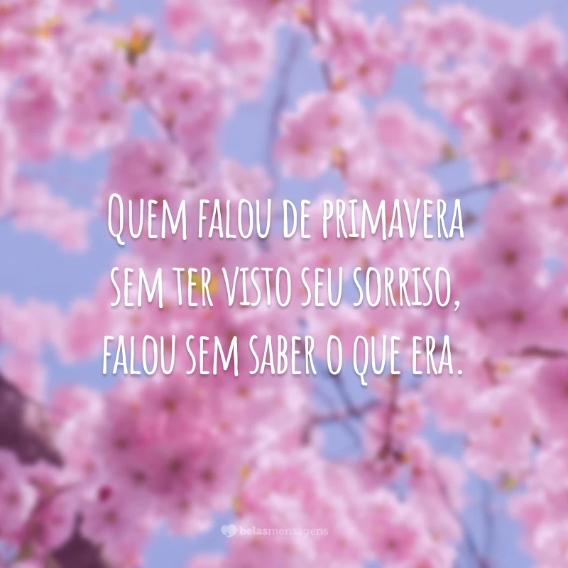 Quem falou de primavera sem ter visto seu sorriso, falou sem saber o que era.