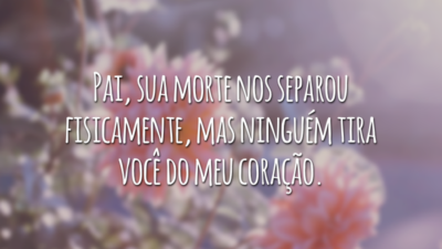 Pai, sua morte nos separou fisicamente, mas ninguém tira você do meu coração.