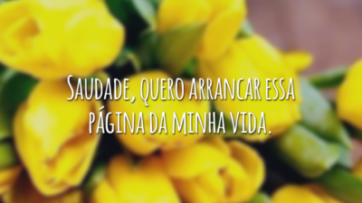 Saudade, quero arrancar essa página da minha vida.