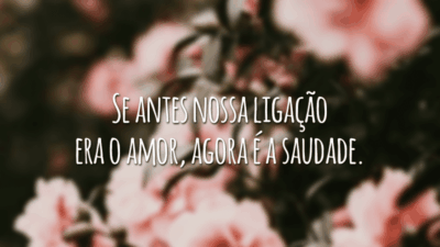 Se antes nossa ligação era o amor, agora é a saudade.