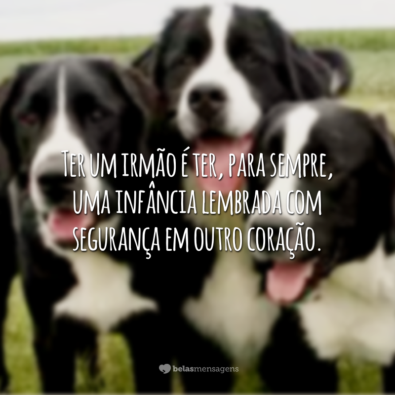 Ter um irmão é ter, para sempre, uma infância lembrada com segurança em outro coração.