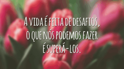 A vida é feita de desafios, o que nós podemos fazer é superá-los.