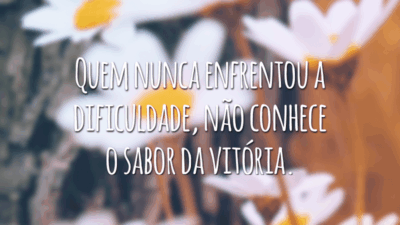 Quem nunca enfrentou a dificuldade, não conhece o sabor da vitória.