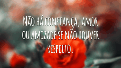 Não há confiança, amor ou amizade se não houver respeito.