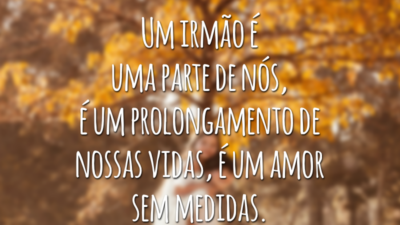 Um irmão é uma parte de nós, é um prolongamento de nossas vidas, é um amor sem medidas.