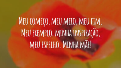 Meu começo, meu meio, meu fim. Meu exemplo, minha inspiração, meu espelho. Minha mãe!