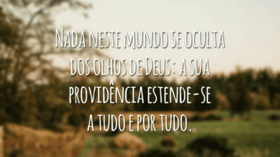 Nada neste mundo se oculta dos olhos de Deus: a sua providência estende-se a tudo e por tudo.