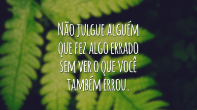 Não julgue alguém que fez algo errado sem ver o que você também errou.