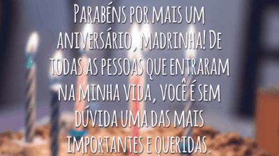 Parabéns por mais um aniversário, madrinha! De todas as pessoas que entraram na minha vida, você é sem dúvida uma das mais importantes e queridas.