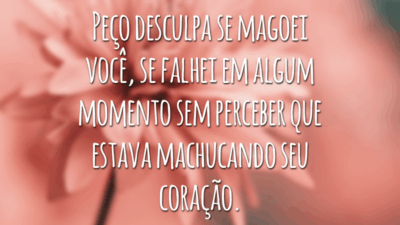 Peço desculpa se magoei você, se falhei em algum momento sem perceber que estava machucando seu coração.