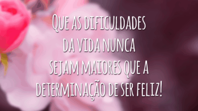 Que as dificuldades da vida nunca sejam maiores que a determinação de ser feliz!