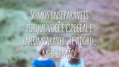 Somos inseparáveis porque você é especial e incomparável. Te adoro, meu irmão!