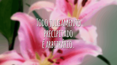 Todo julgamento precipitado é arbitrário.