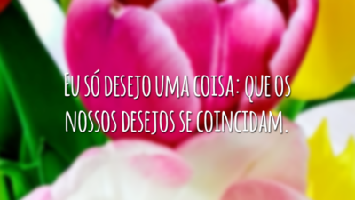Eu só desejo uma coisa: que os nossos desejos se coincidam.