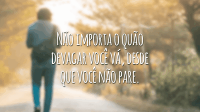 Não importa o quão devagar você vá, desde que você não pare.