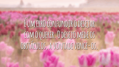 É um erro confundir o desejar com o querer. O desejo mede os obstáculos, a vontade vence-os.