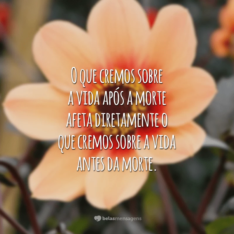 O que cremos sobre a vida após a morte afeta diretamente o que cremos sobre a vida antes da morte.