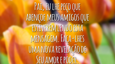 Pai, eu lhe peço que abençoe meus amigos que estiverem lendo esta mensagem. Faça-lhes uma nova revelação de Seu amor e poder.
