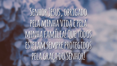 Senhor Jesus, obrigado pela minha vida e pela minha família! Que todos estejam sempre protegidos pela graça do Senhor!