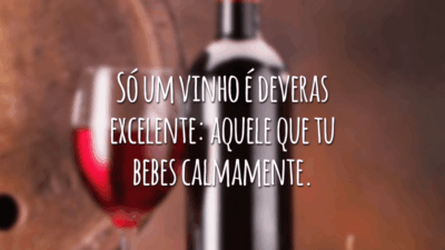 Só um vinho é deveras excelente: aquele que tu bebes calmamente.