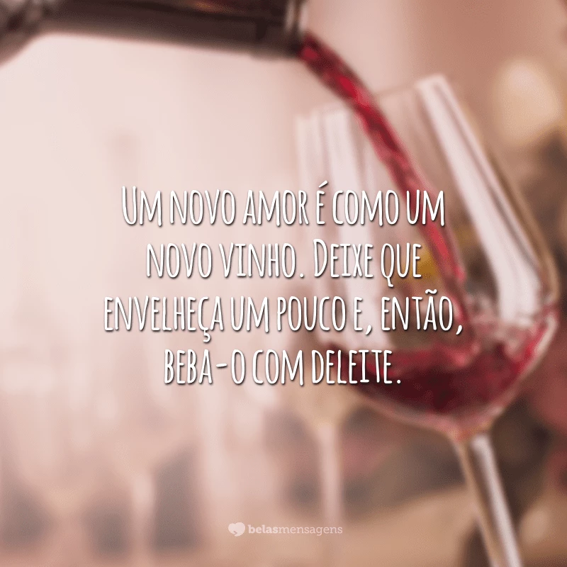 Um novo amor é como um novo vinho. Deixe que envelheça um pouco e, então, beba-o com deleite.