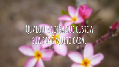 Qualquer coisa que custe a sua paz é muito cara.