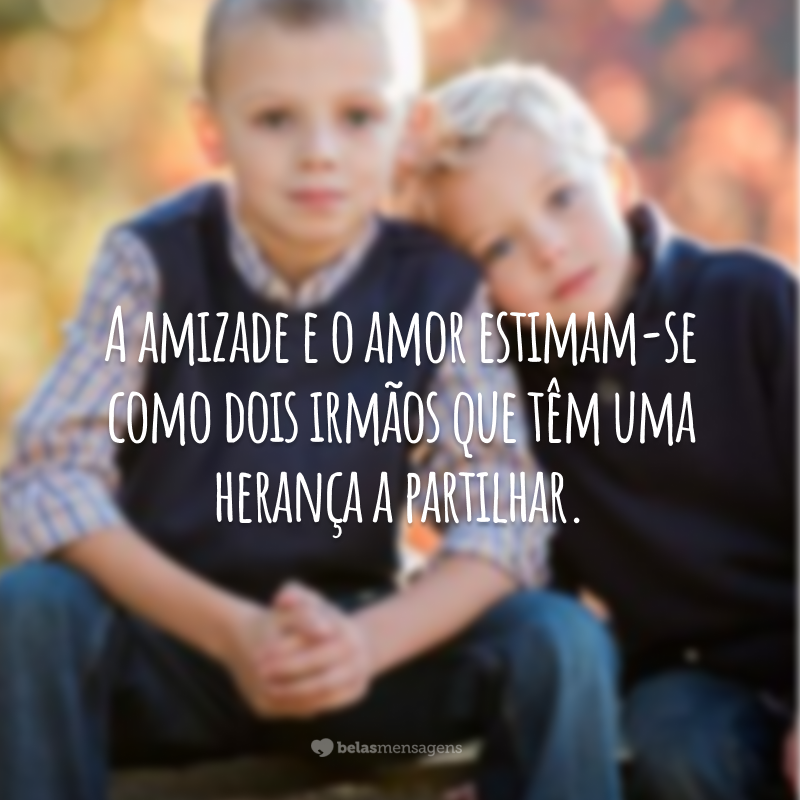 A amizade e o amor estimam-se como dois irmãos que têm uma herança a partilhar.