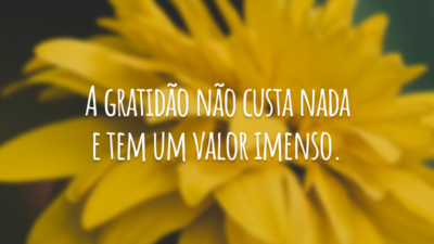 A gratidão não custa nada e tem um valor imenso.