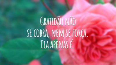 Gratidão não se cobra, nem se força. Ela apenas é.