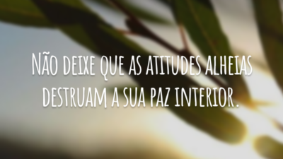 Não deixe que as atitudes alheias destruam a sua paz interior.