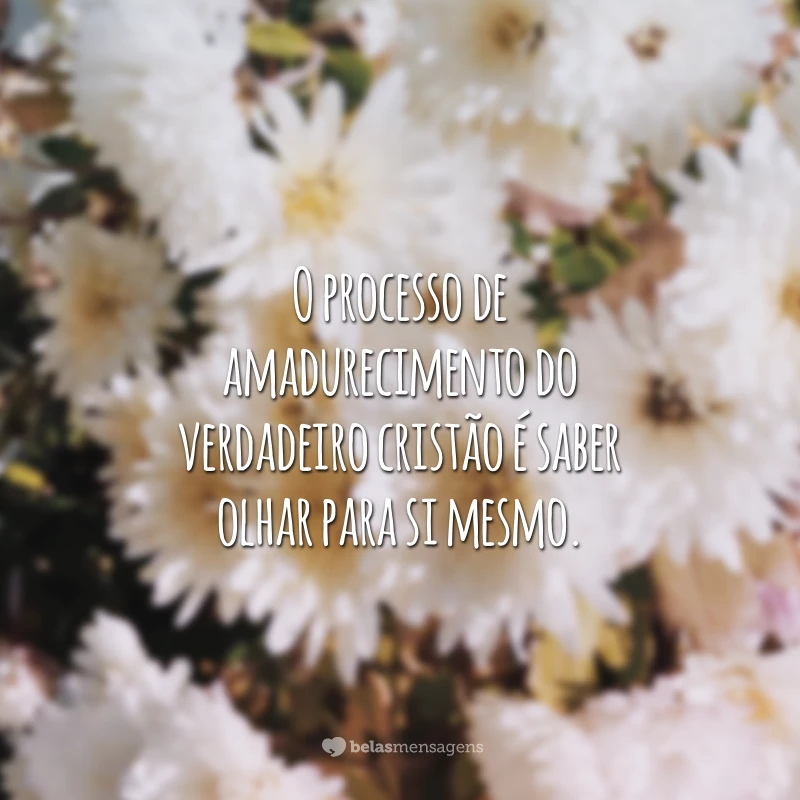 O processo de amadurecimento do verdadeiro cristão é saber olhar para si mesmo.