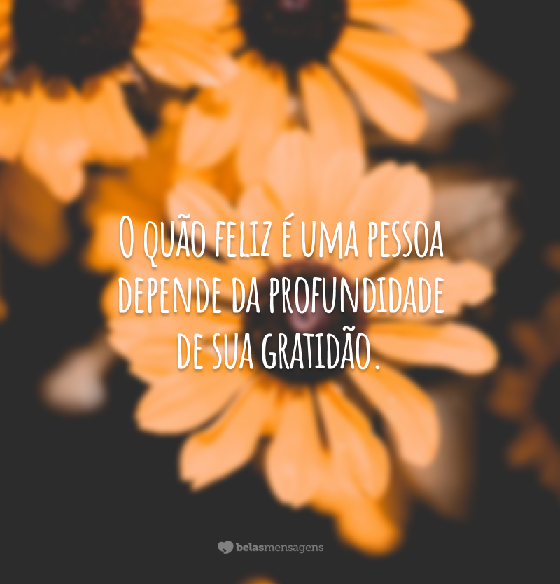 O quão feliz é uma pessoa depende da profundidade de sua gratidão.