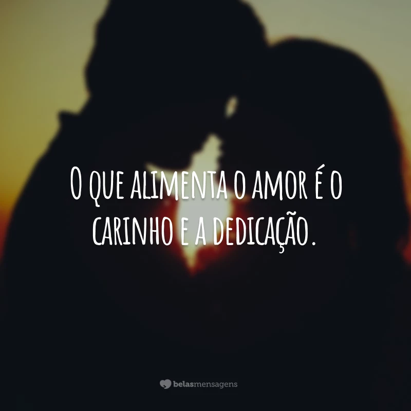 O que alimenta o amor é o carinho e a dedicação.