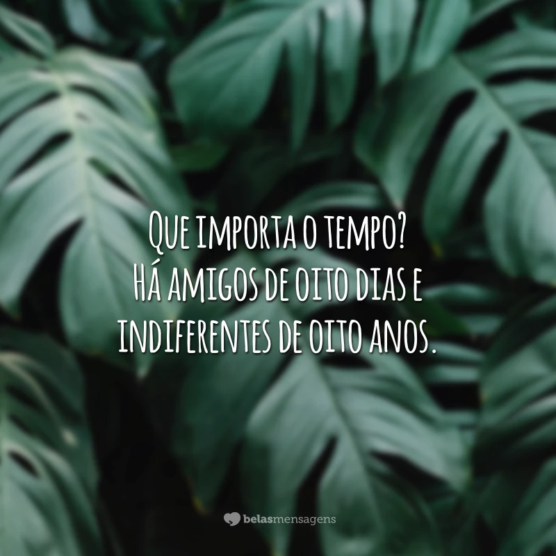 Que importa o tempo? Há amigos de oito dias e indiferentes de oito anos.