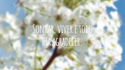 Sonhar, viver e todo dia agradecer.