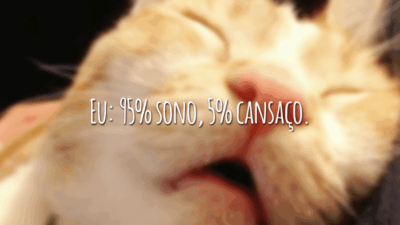 Eu: 95% sono, 5% cansaço.